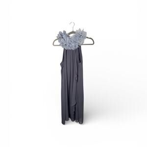 Scarlett Gray Sleeveless Drapey Tulle High Neck Dress Size 8